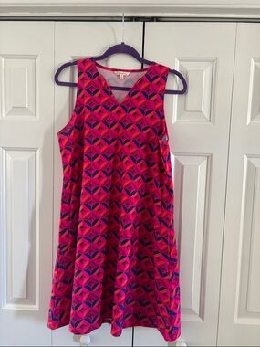 All For Color Pink & Navy Geometric Print Dress